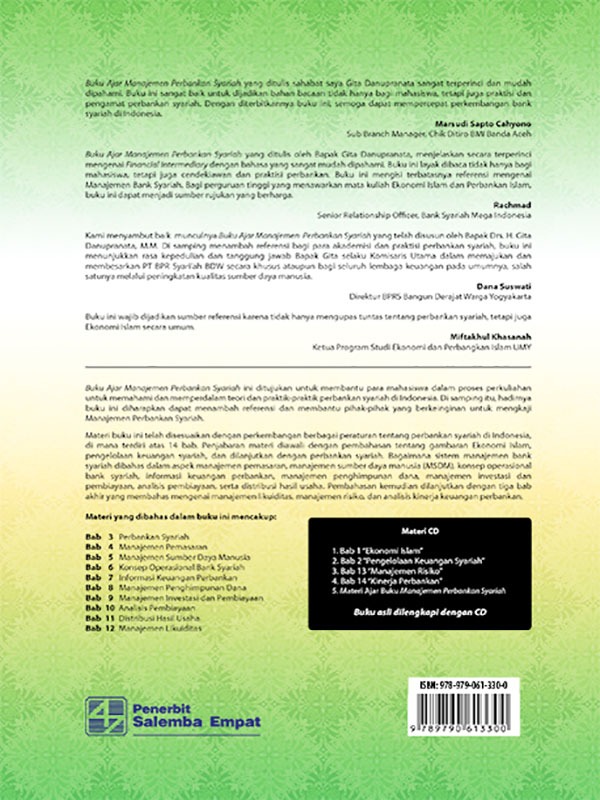 Buku Ajar Manajemen Perbankan Syariah-CD Book & Voucher/Gita Danupranata